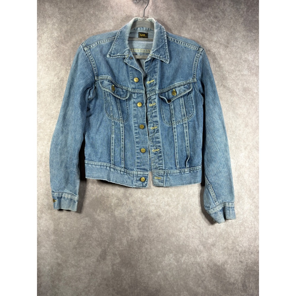 Vintage Lee Denim Jacket Mens M Blue 70s Sanforized Union USA Trucker Rockabilly